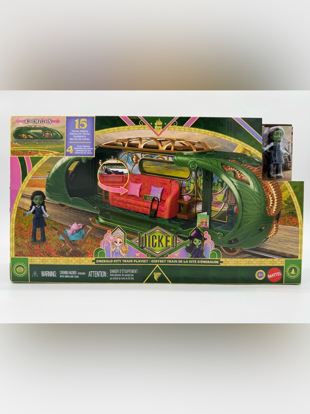 EUC Mattel Universal Pictures Wicked Emerald City Train Playset with Elphaba